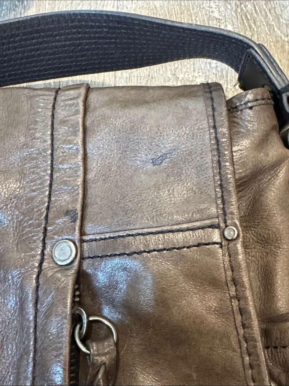 Vintage Andrew Marc Brown Leather Messenger Bag with Adjustable Strap